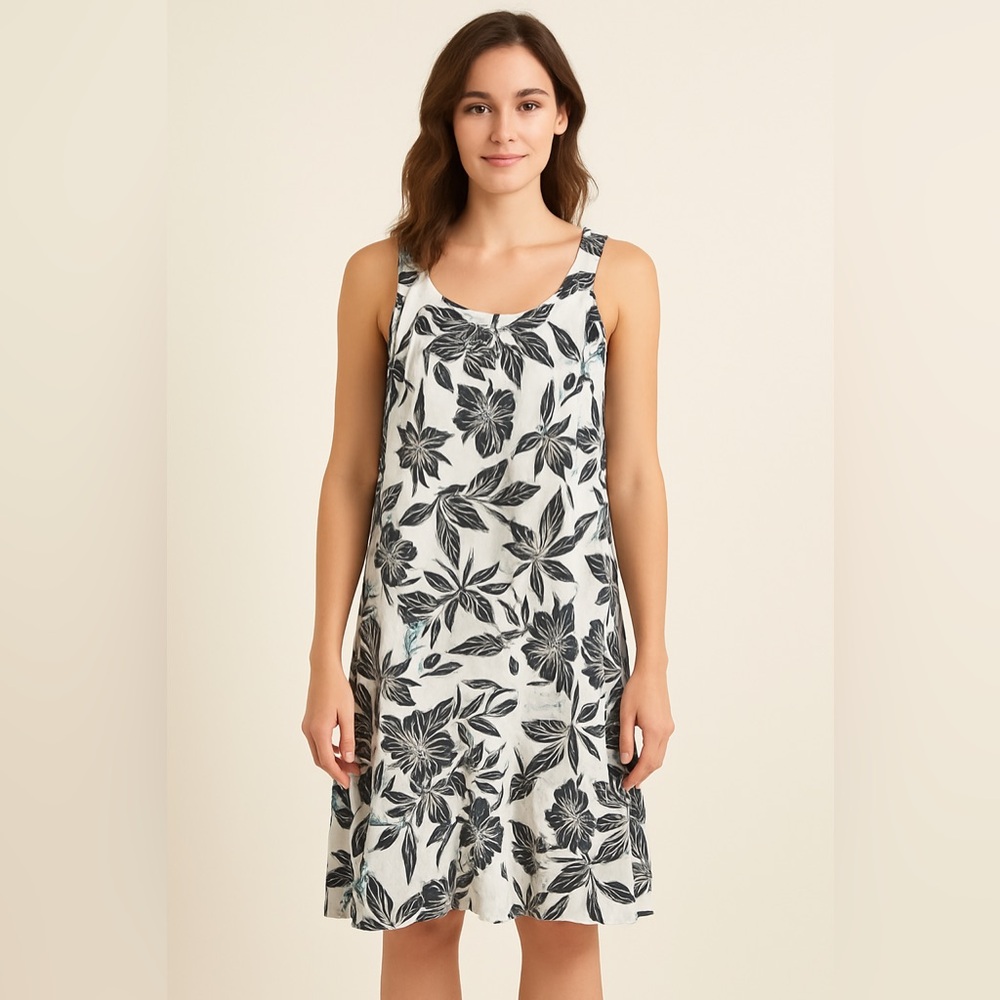 ADRIENNE VITTADINI Floral Sleeveless Dress - Black/White-Beach Hawaii| Woman XL